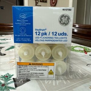 GE StayBright LED Flickering 12 Tea Light Flameless Candles Weddings Luminarias